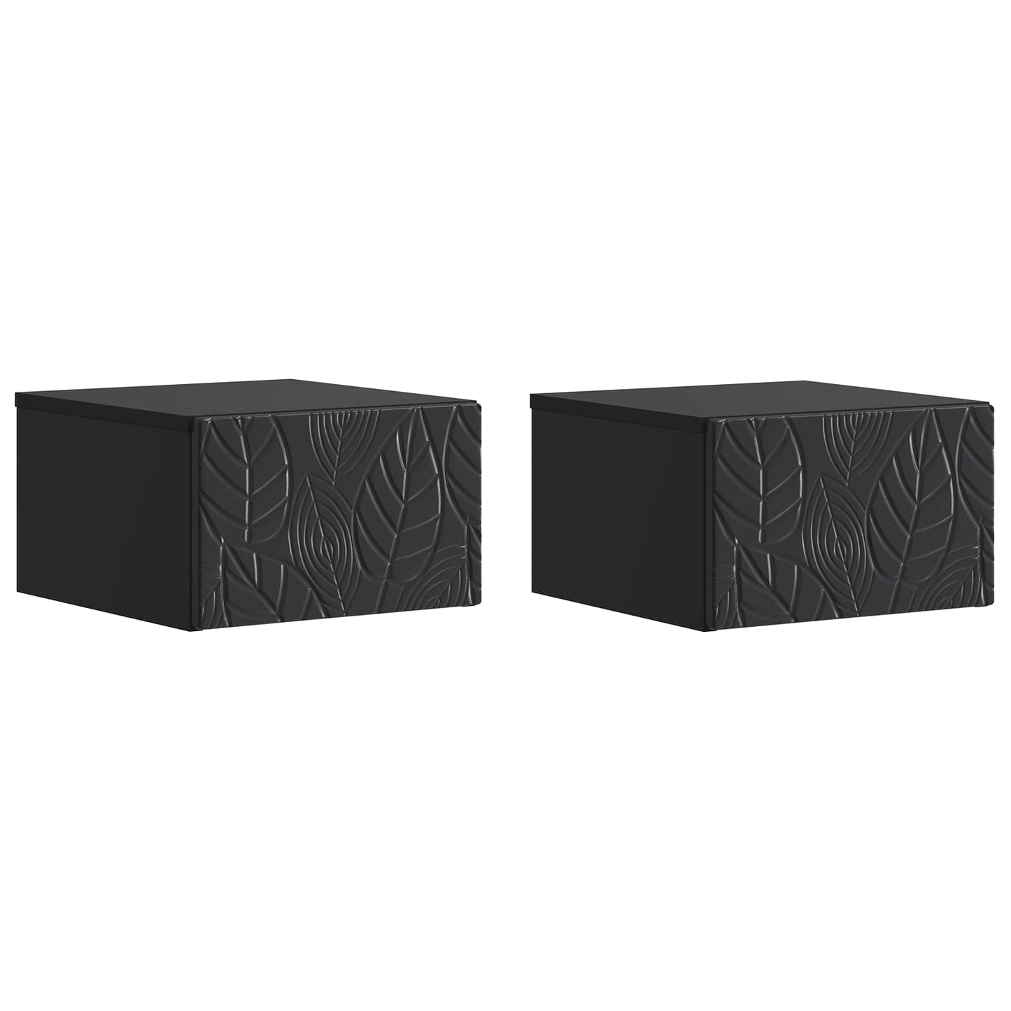 Wall-Mounted Bedside Cabinet 2 pcs Black 49 x 34.5 x 20 cm