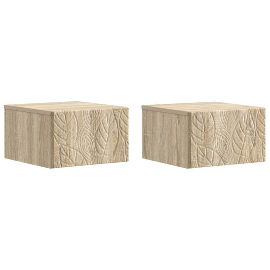 Wall-Mounted Bedside Cabinet 2 pcs Sonoma Oak 49 x 34.5 x 20 cm