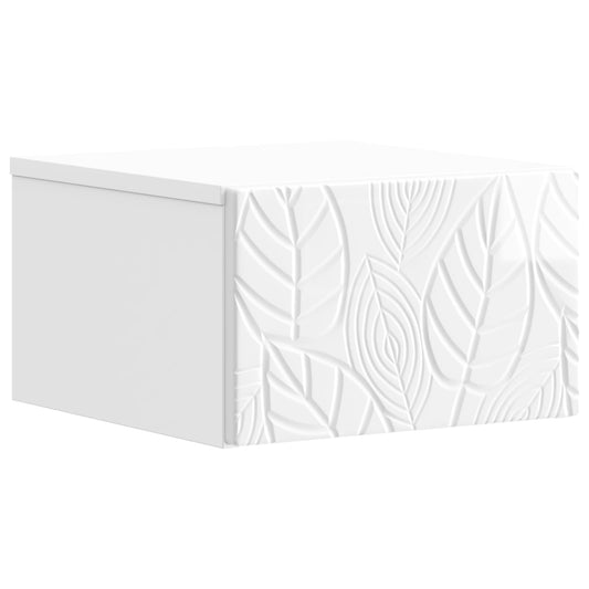 Wall-Mounted Bedside Cabinet High Gloss White 49 x 34.5 x 20 cm