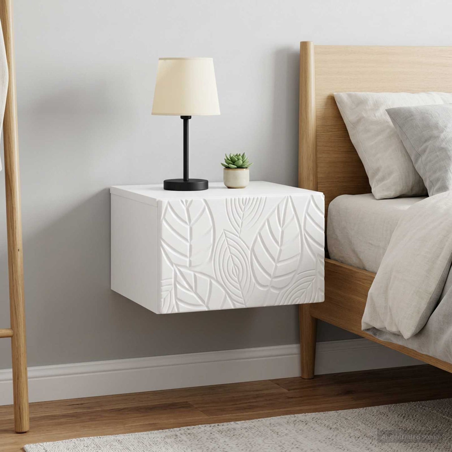 Wall-Mounted Bedside Cabinet 2 pcs High Gloss White