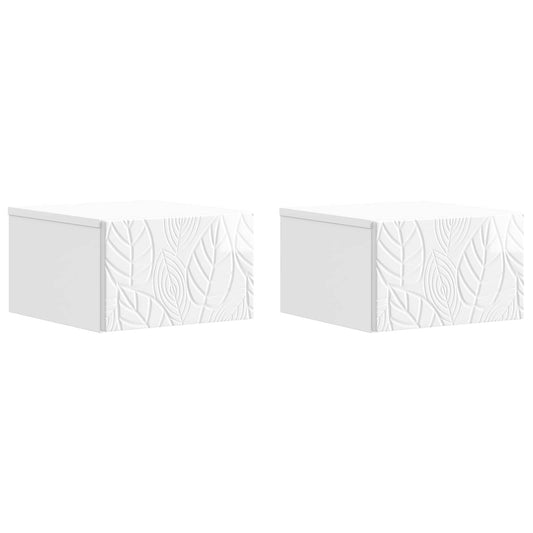 Wall-Mounted Bedside Cabinet 2 pcs High Gloss White