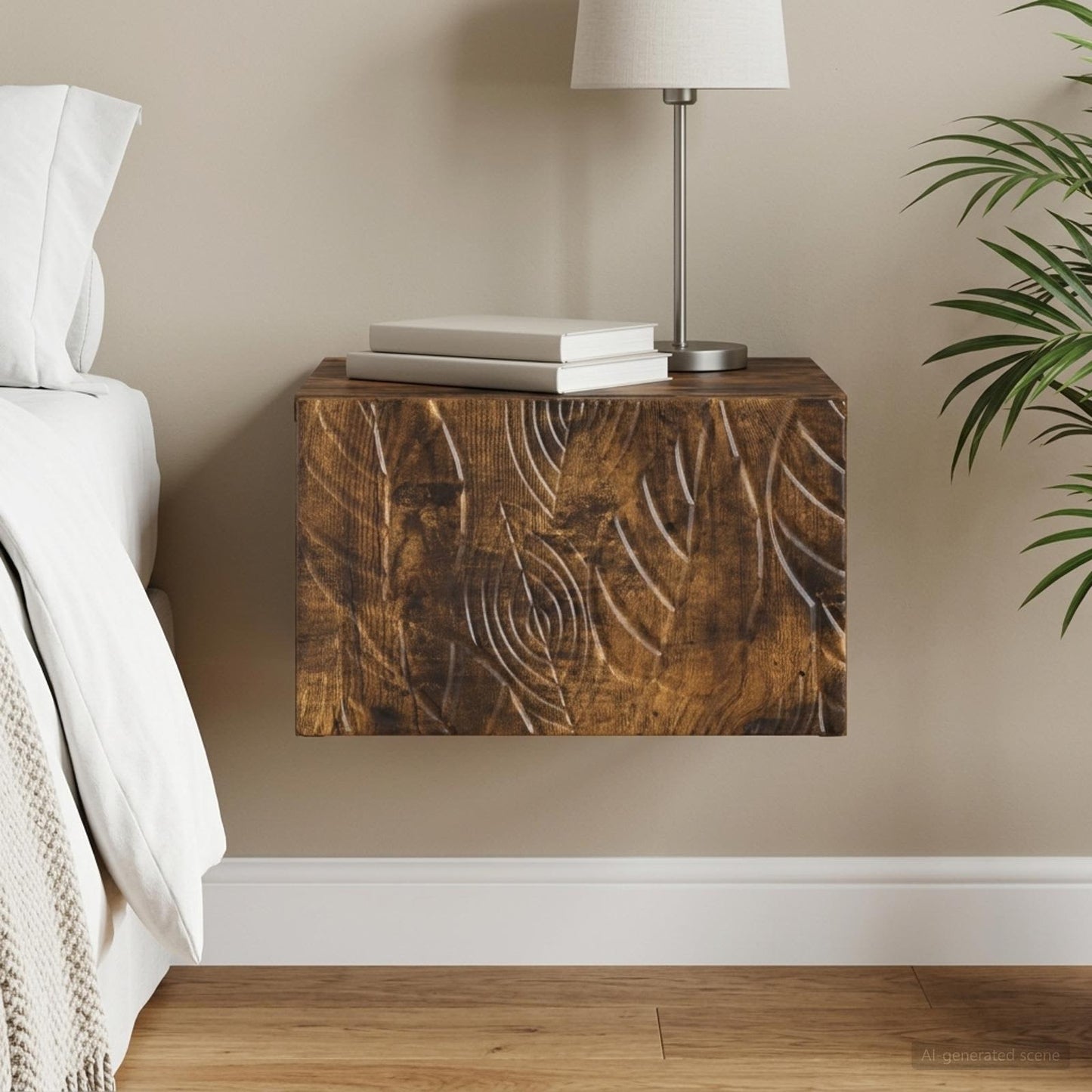 Wall-Mounted Bedside Cabinet Smoked Oak 49 x 34.5 x 20 cm