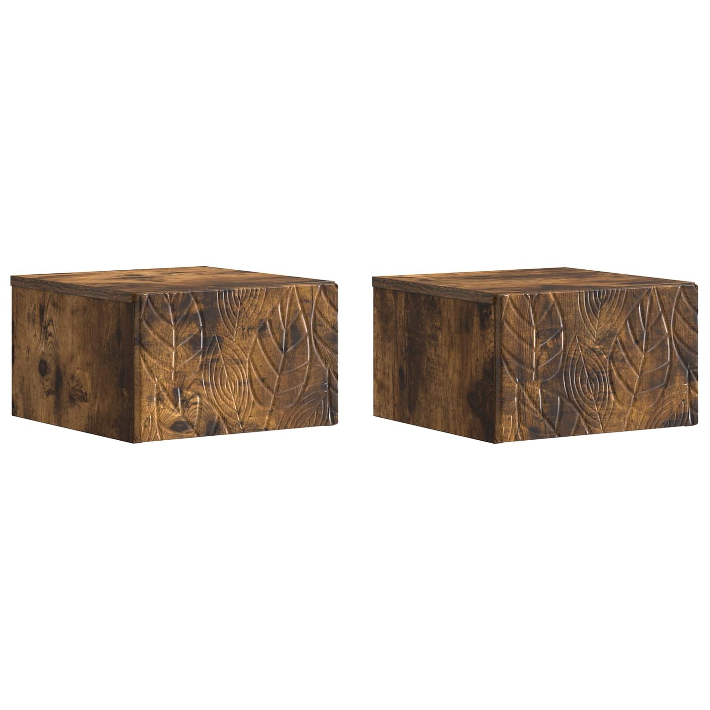 Wall-Mounted Bedside Cabinet 2 pcs Smoked Oak 49 x 34.5 x 20 cm
