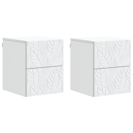 Wall-Mounted Bedside Cabinet 2 pcs White 34.5 x 33 x 40 cm
