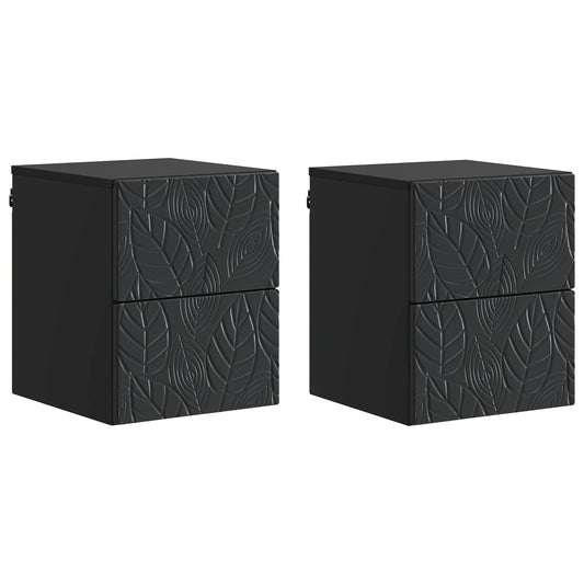 Wall-Mounted Bedside Cabinet 2 pcs Black 34.5 x 33 x 40 cm