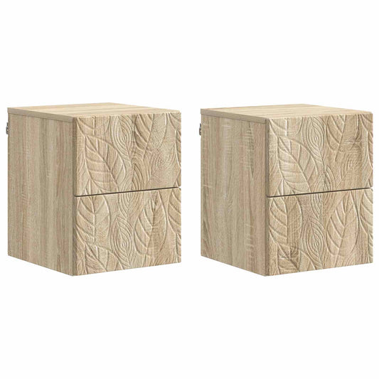 Wall-Mounted Bedside Cabinet 2 pcs Sonoma Oak 34.5 x 33 x 40 cm
