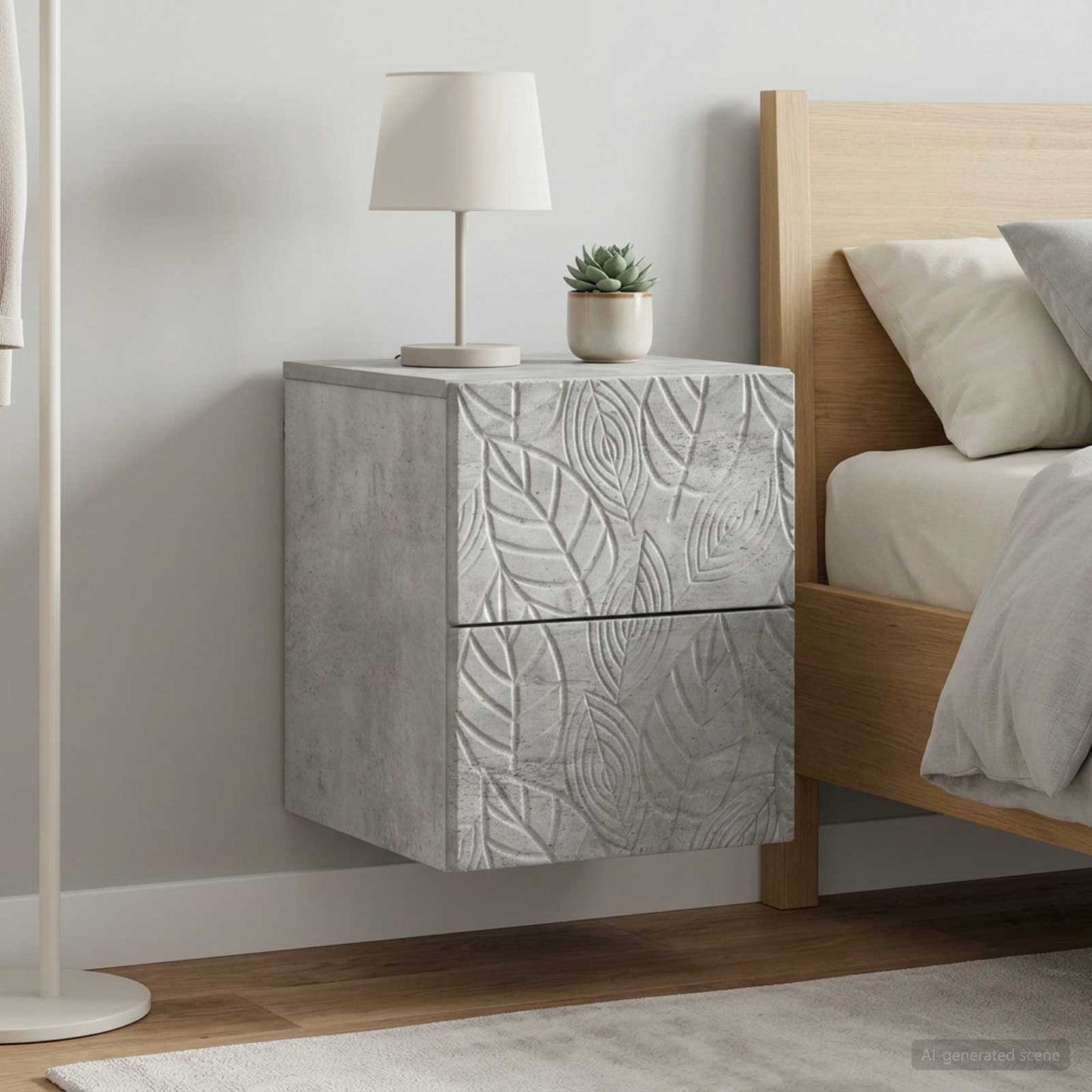 Wall-Mounted Bedside Cabinet 2 pcs Concrete Grey