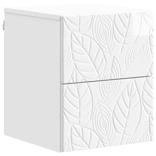 Wall-Mounted Bedside Cabinet High Gloss White 34.5 x 33 x 40 cm