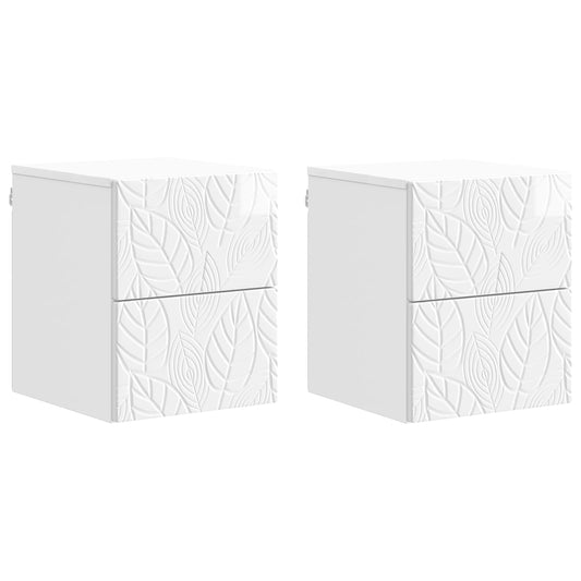Wall-Mounted Bedside Cabinet 2 pcs High Gloss White