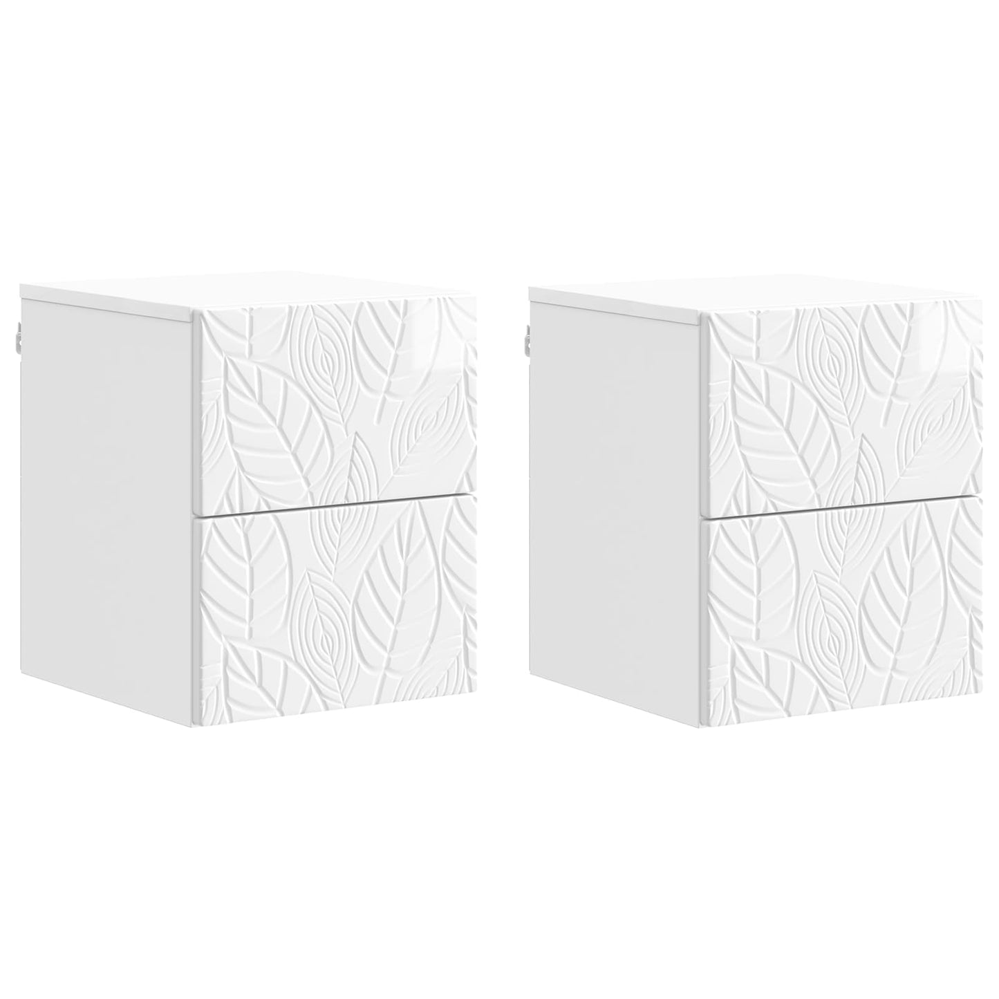 Wall-Mounted Bedside Cabinet 2 pcs High Gloss White