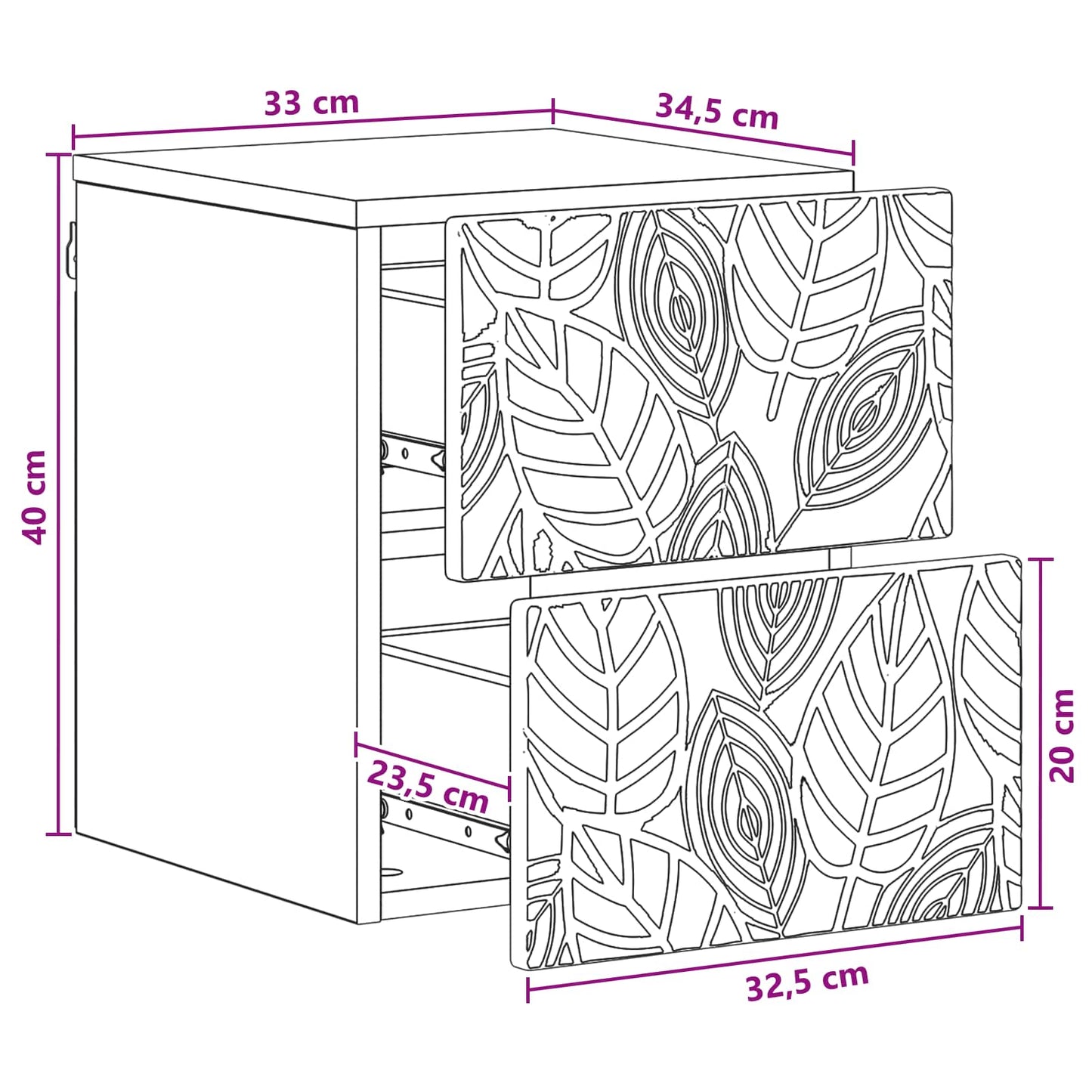 Wall-Mounted Bedside Cabinet Smoked Oak 34.5 x 33 x 40 cm