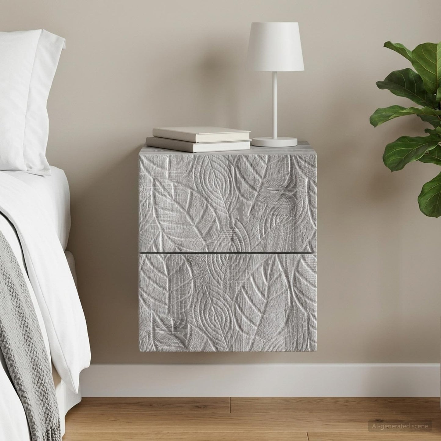 Wall-Mounted Bedside Cabinet Grey Sonoma 34.5 x 33 x 40 cm