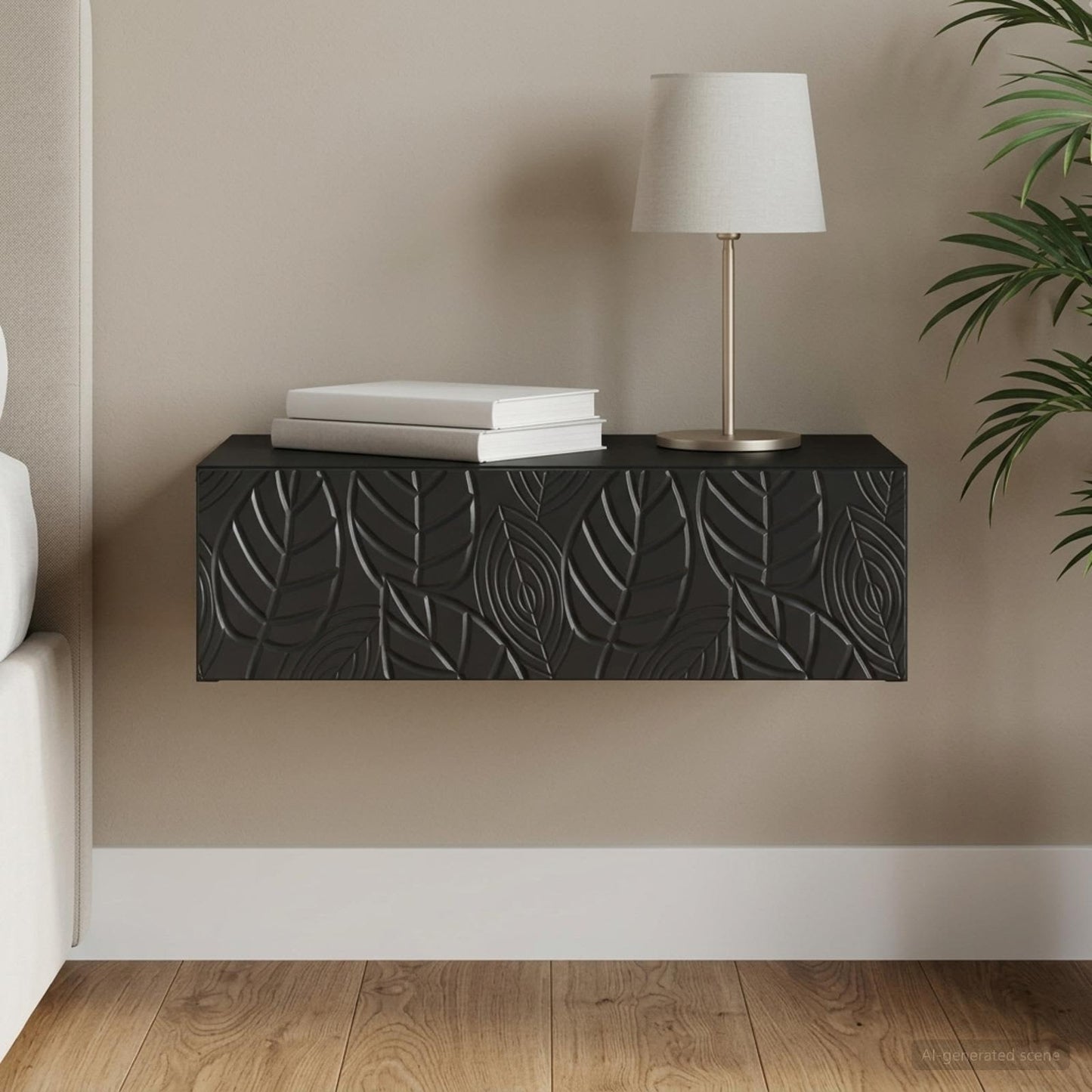 Wall-Mounted Side Table Black 59 x 34.5 x 17 cm Engineered Wood