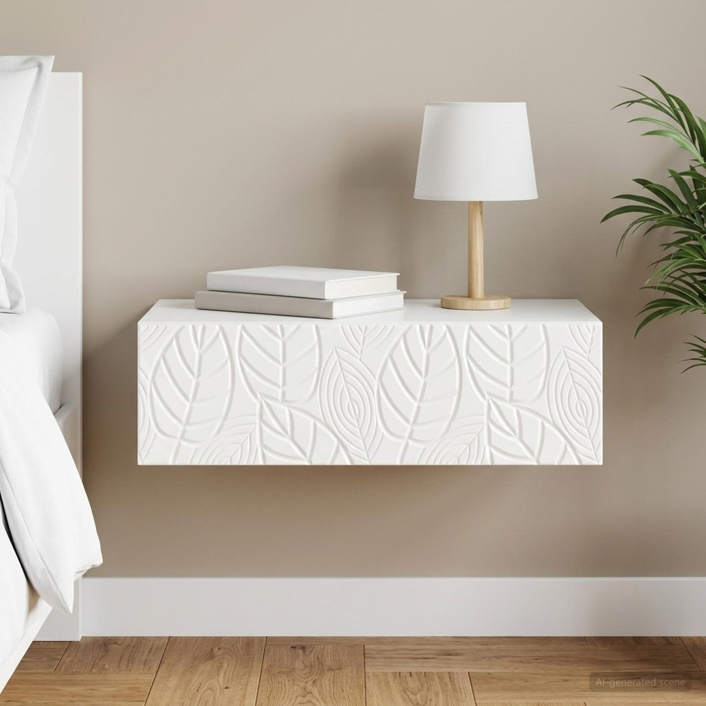 Wall-Mounted Side Table High Gloss White 59 x 34.5 x 17 cm