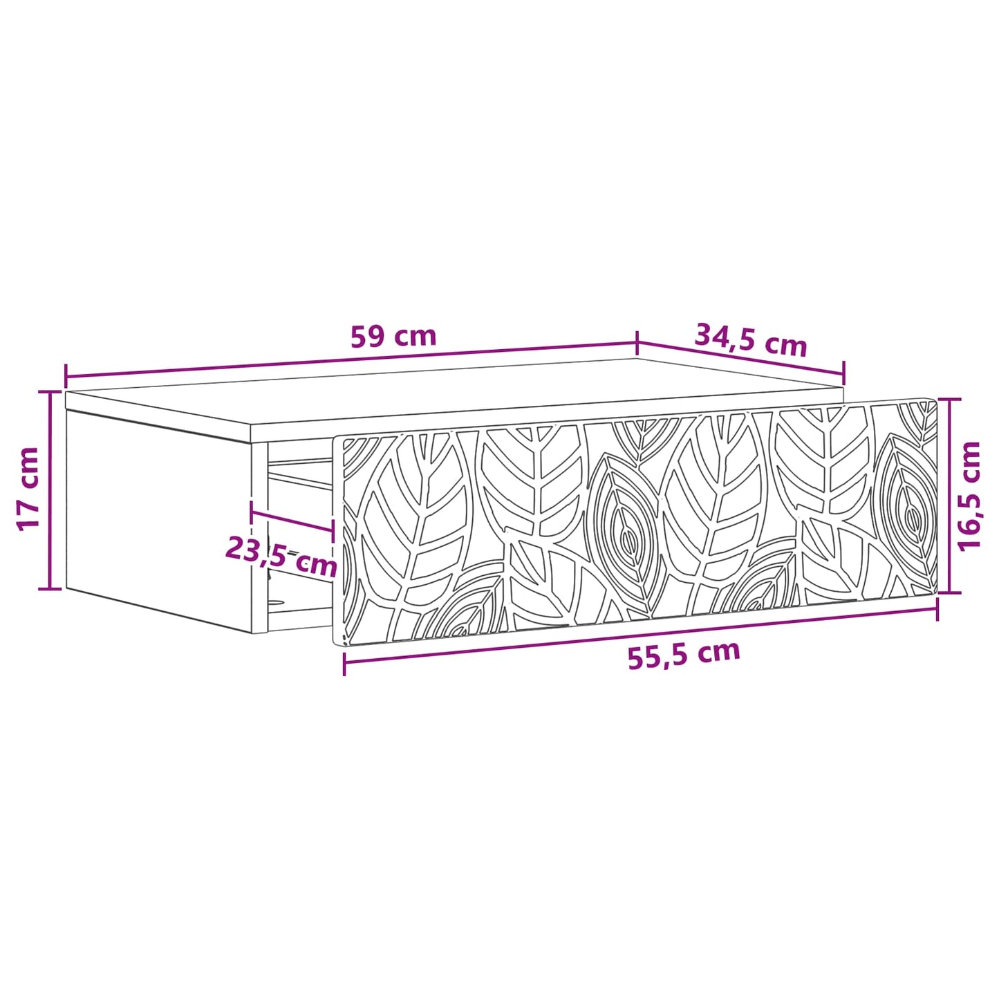 Wall-Mounted Side Table Grey Sonoma 59 x 34.5 x 17 cm