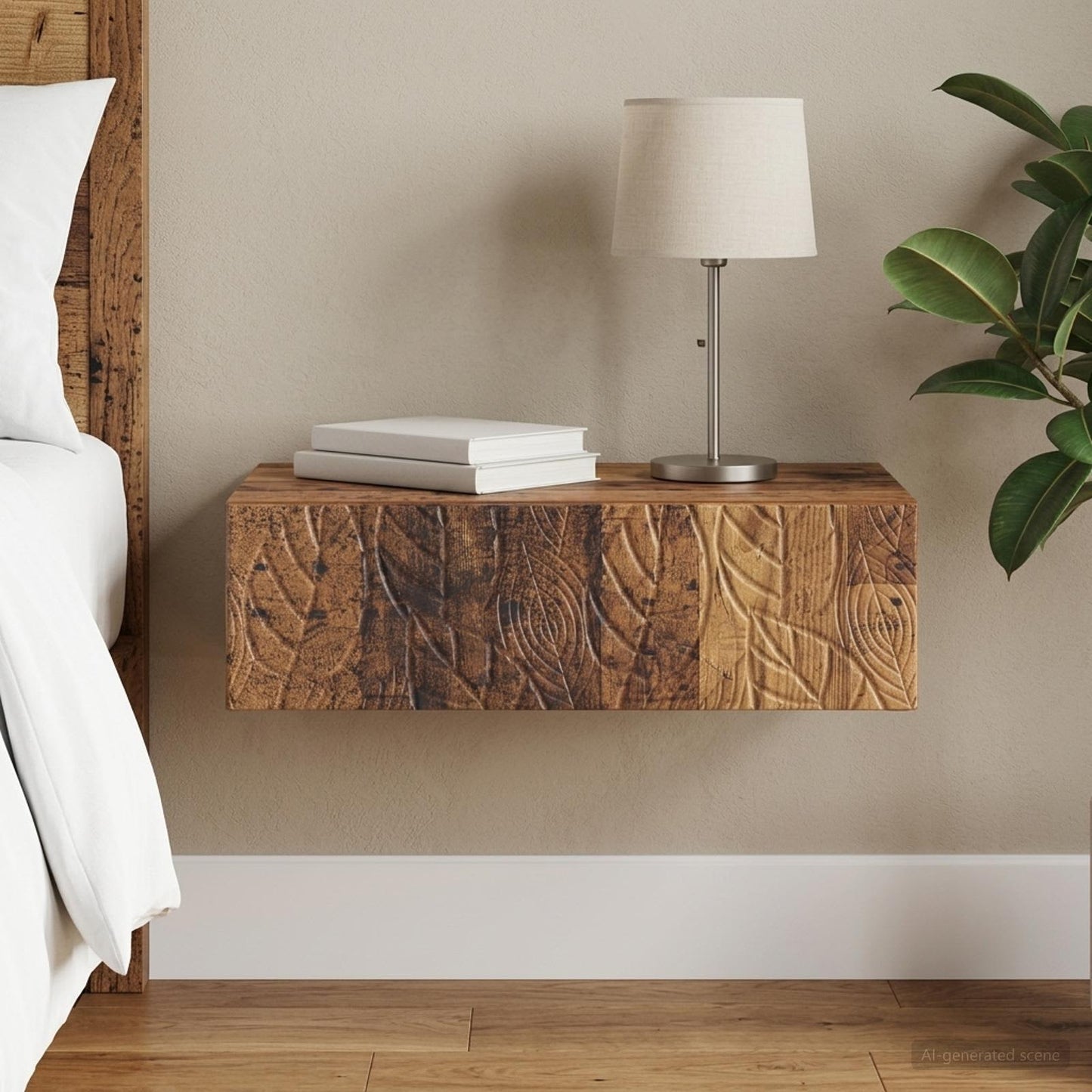 Wall-Mounted Side Table Old Wood 59 x 34.5 x 17 cm