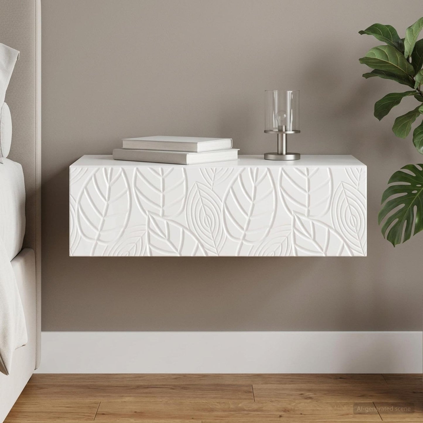 Wall-Mounted Side Table High Gloss White 87.5 x 34.5 x 17 cm