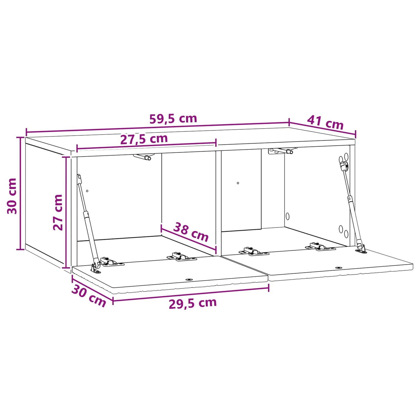 Wall-Mounted TV Cabinet 59.5 x 41 x 30 cm White Engineered Wood