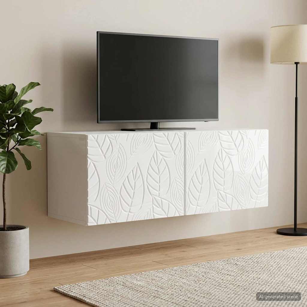 Wall-Mounted TV Cabinet 98 x 31 cm High Gloss White