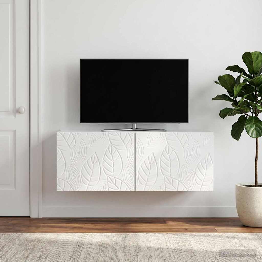 Wall-Mounted TV Cabinet 98 x 31 cm High Gloss White
