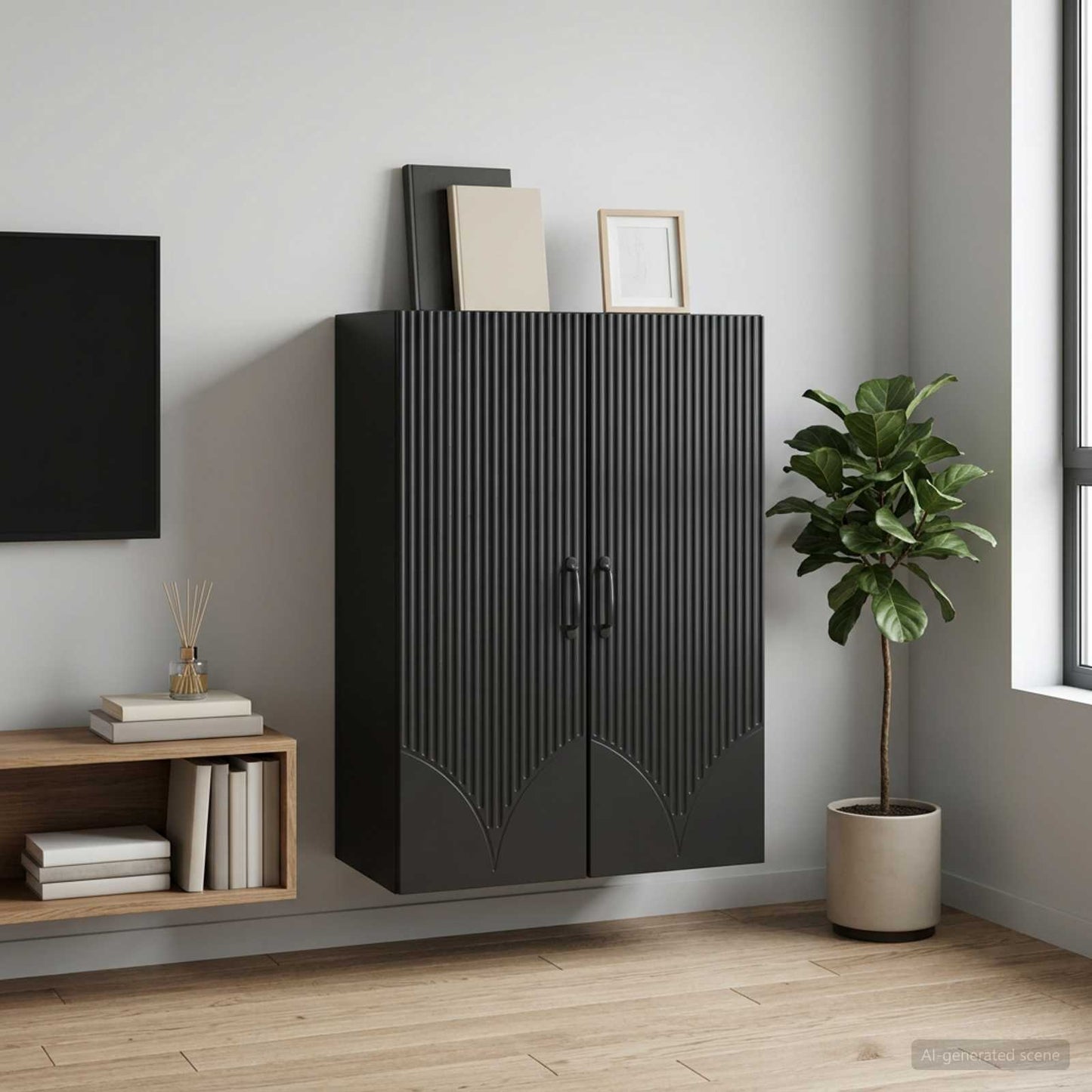 Wall-Mounted Cabinet Black 66 x 34.5 x 90 cm Engineered Wood