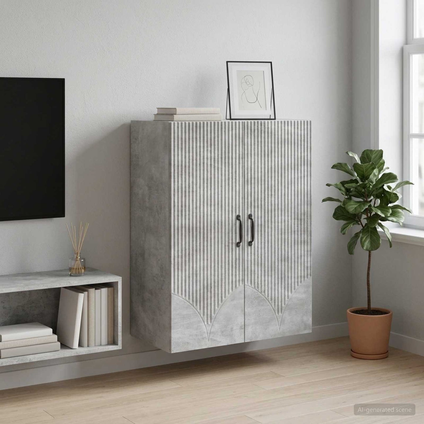 Wall-Mounted Cabinet Concrete Grey 66 x 34.5 x 90 cm