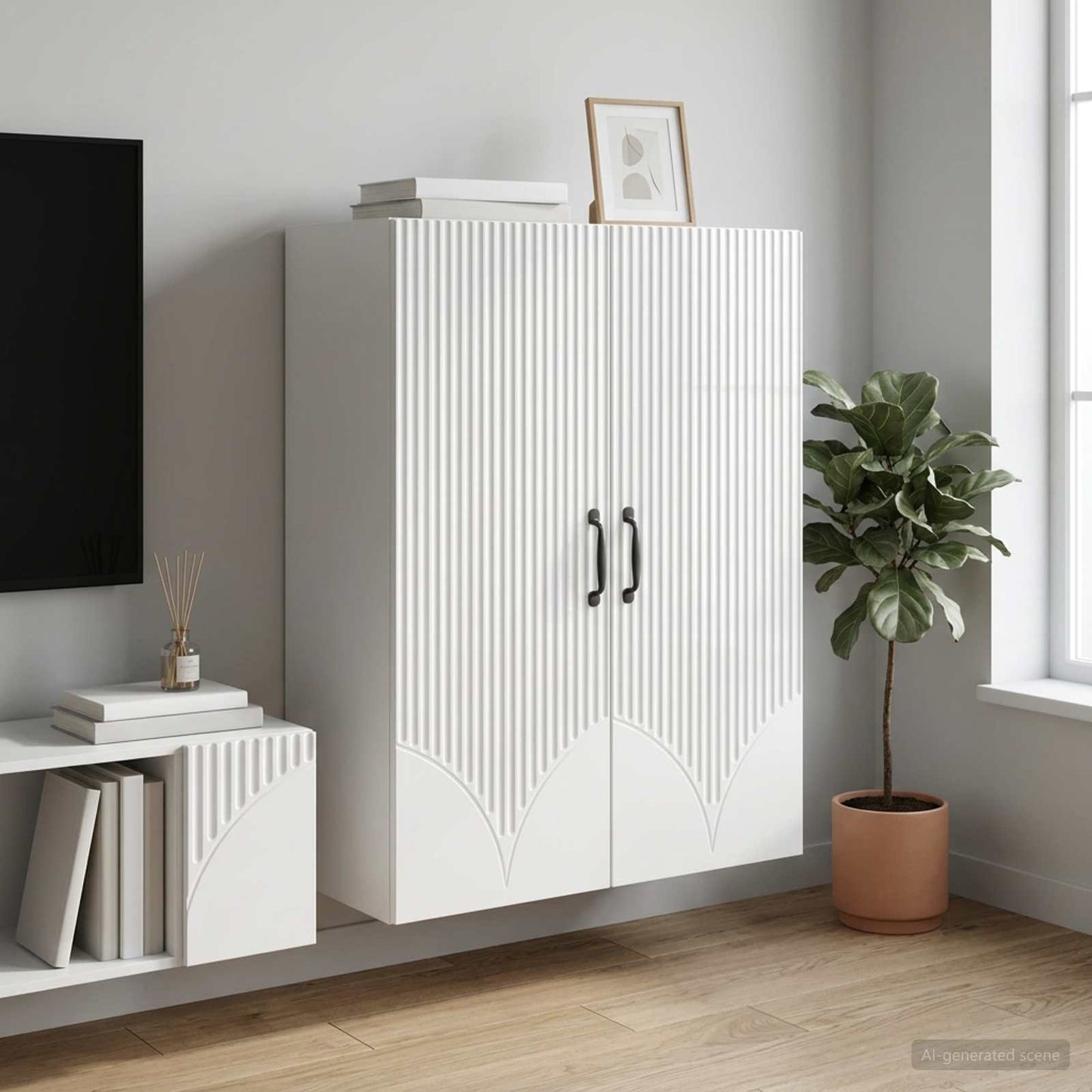Wall-Mounted Cabinet High Gloss White 66 x 34.5 x 90 cm