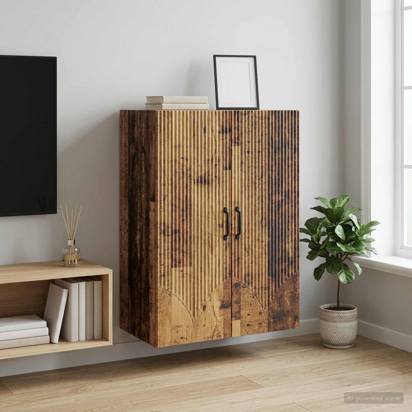 Wall-Mounted Cabinet Old Wood 66 x 34.5 x 90 cm Engineered Wood