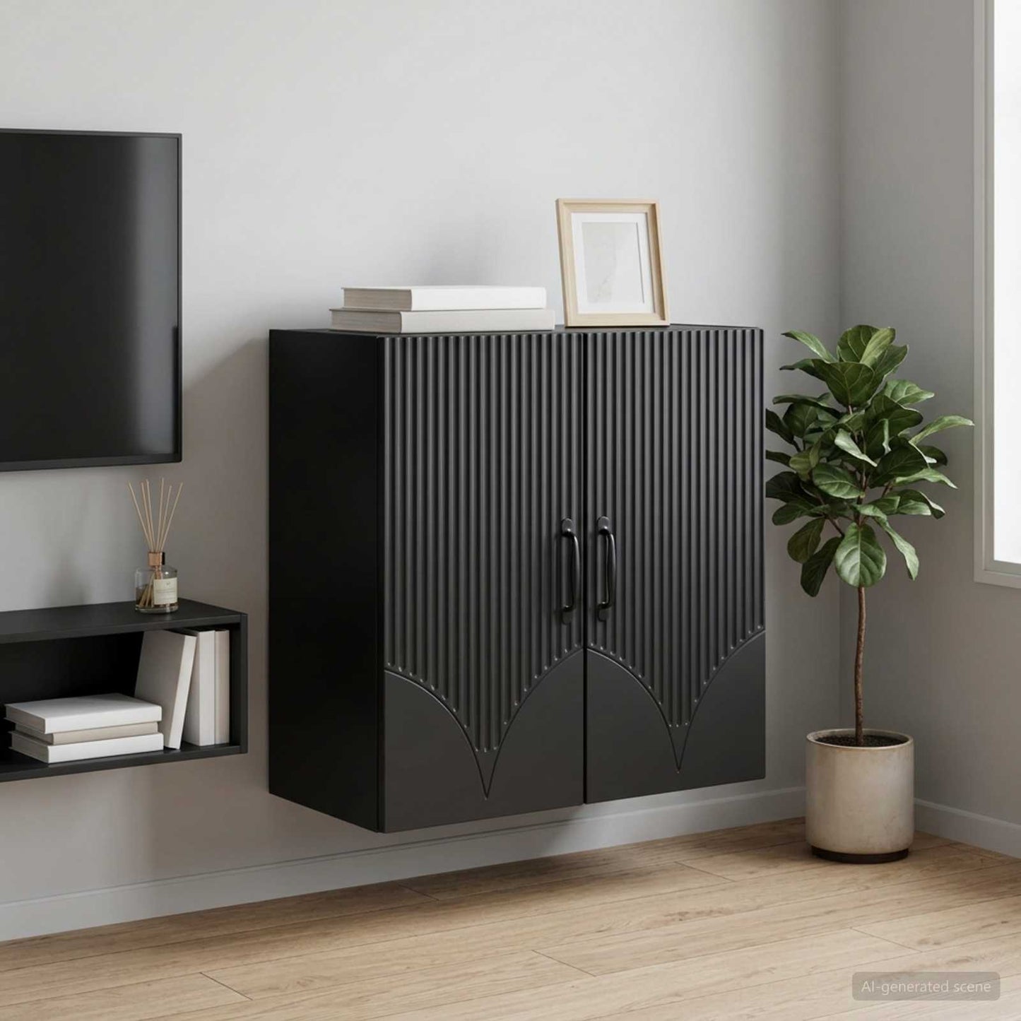 Wall-Mounted Cabinet Black 59 x 31 x 60 cm Engineered Wood