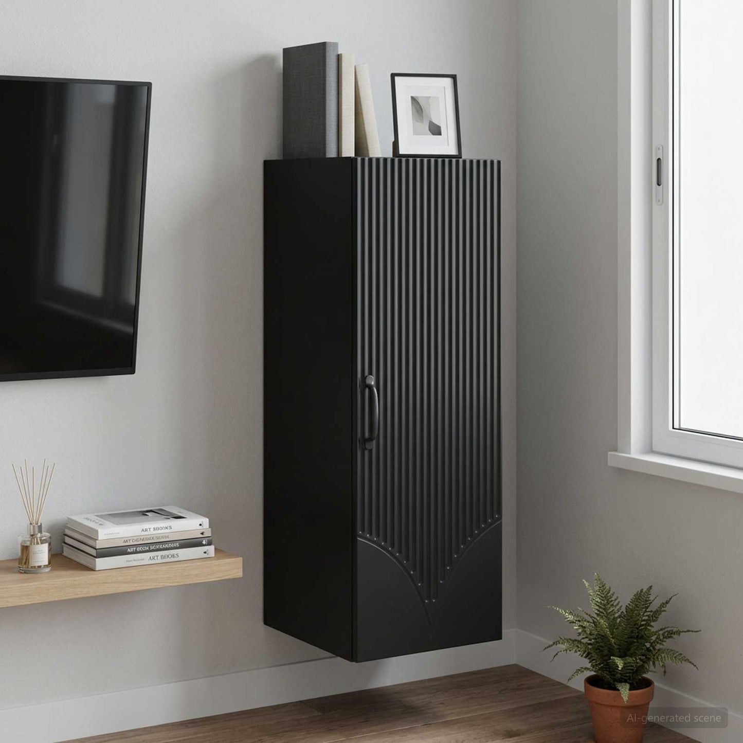 Wall-Mounted Cabinet Black 33 x 34.5 x 90 cm Engineered Wood