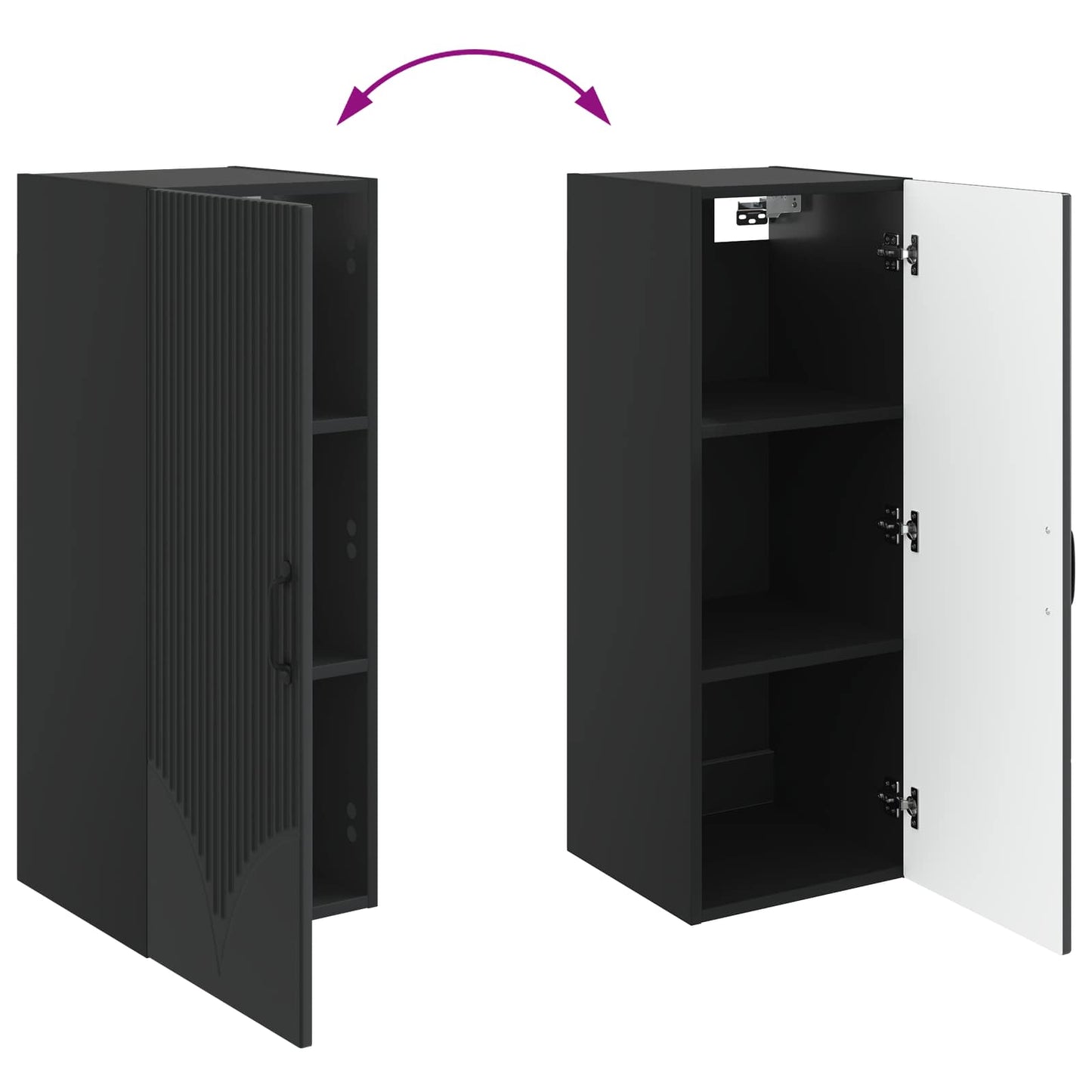 Wall-Mounted Cabinet Black 33 x 34.5 x 90 cm Engineered Wood