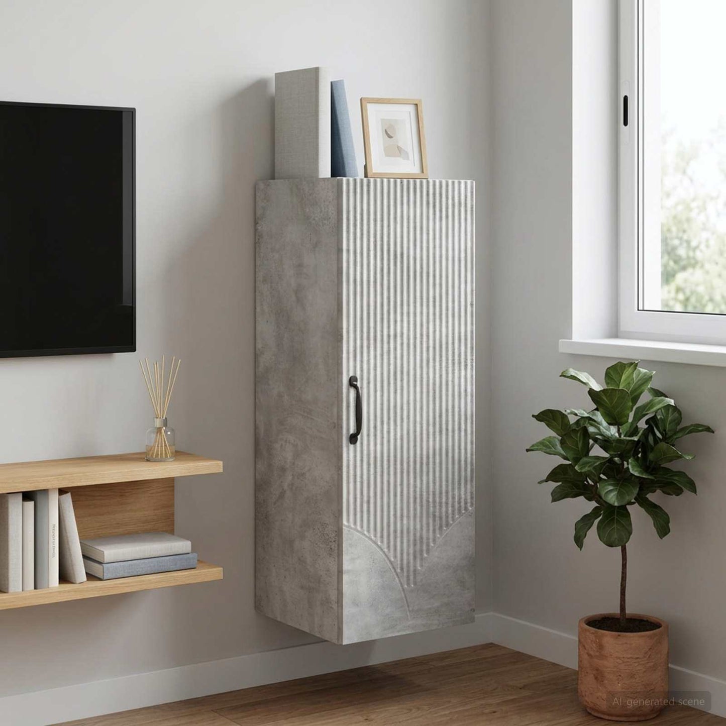Wall-Mounted Cabinet Concrete Grey 33 x 34.5 x 90 cm