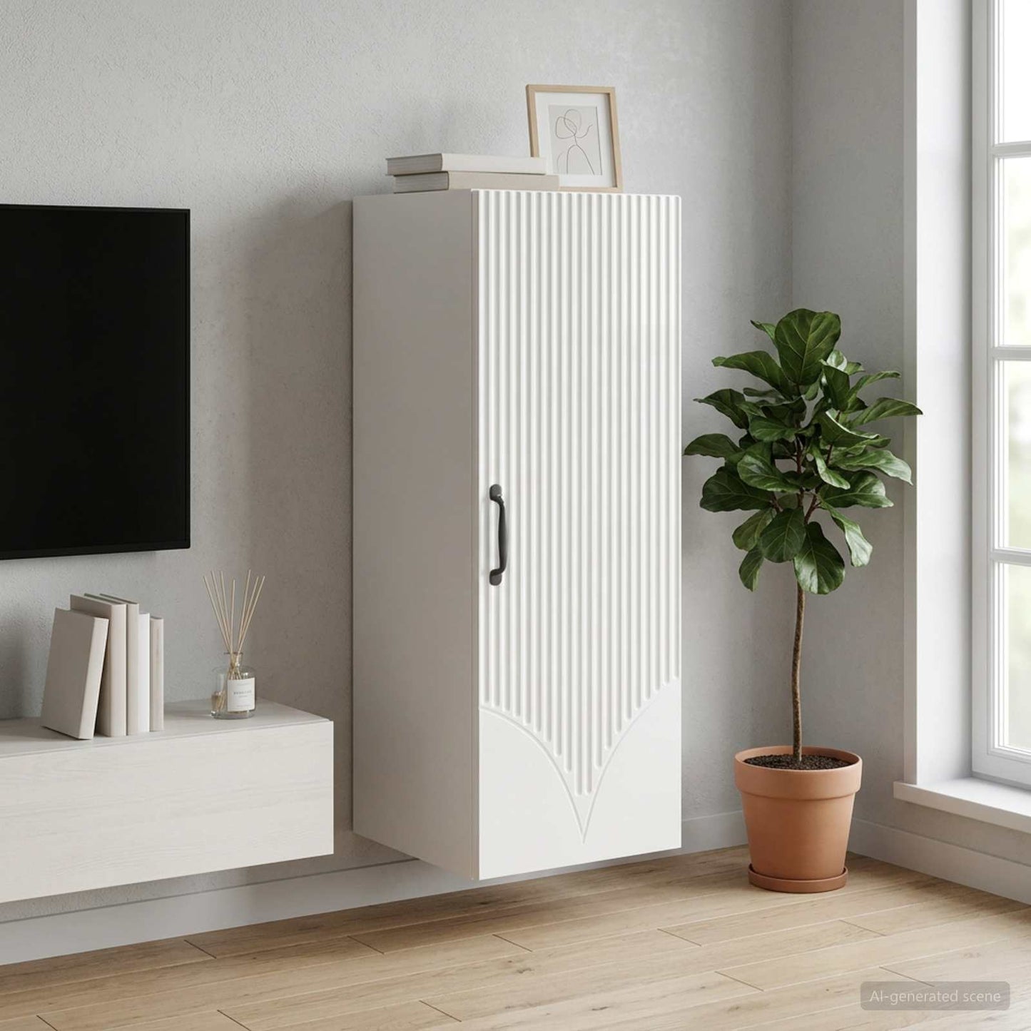 Wall-Mounted Cabinet High Gloss White 33 x 34.5 x 90 cm
