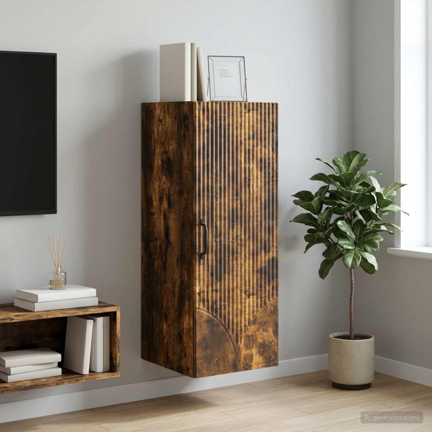 Wall-Mounted Cabinet Smoked Oak 33 x 34.5 x 90 cm