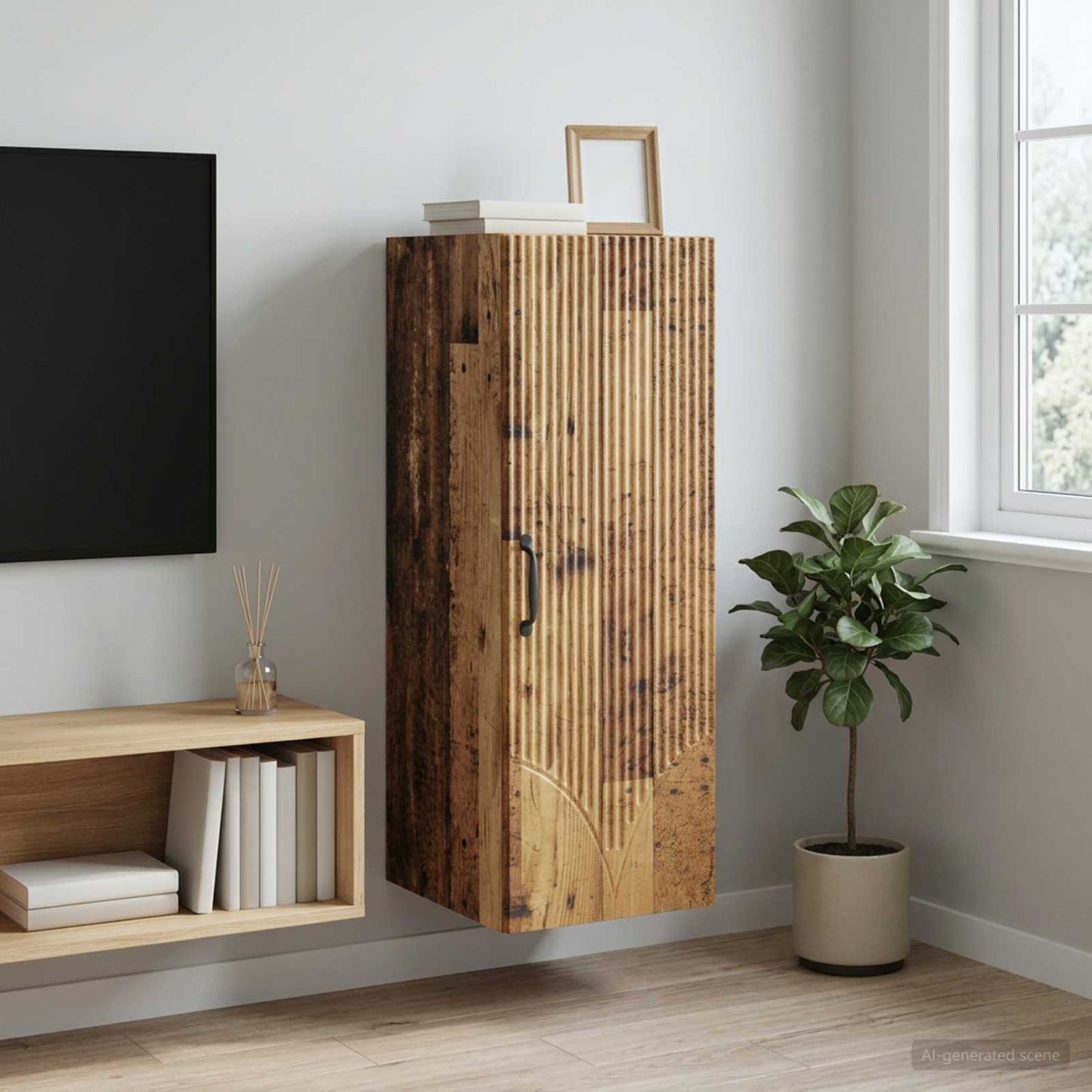 Wall-Mounted Cabinet Old Wood 33 x 34.5 x 90 cm Engineered Wood