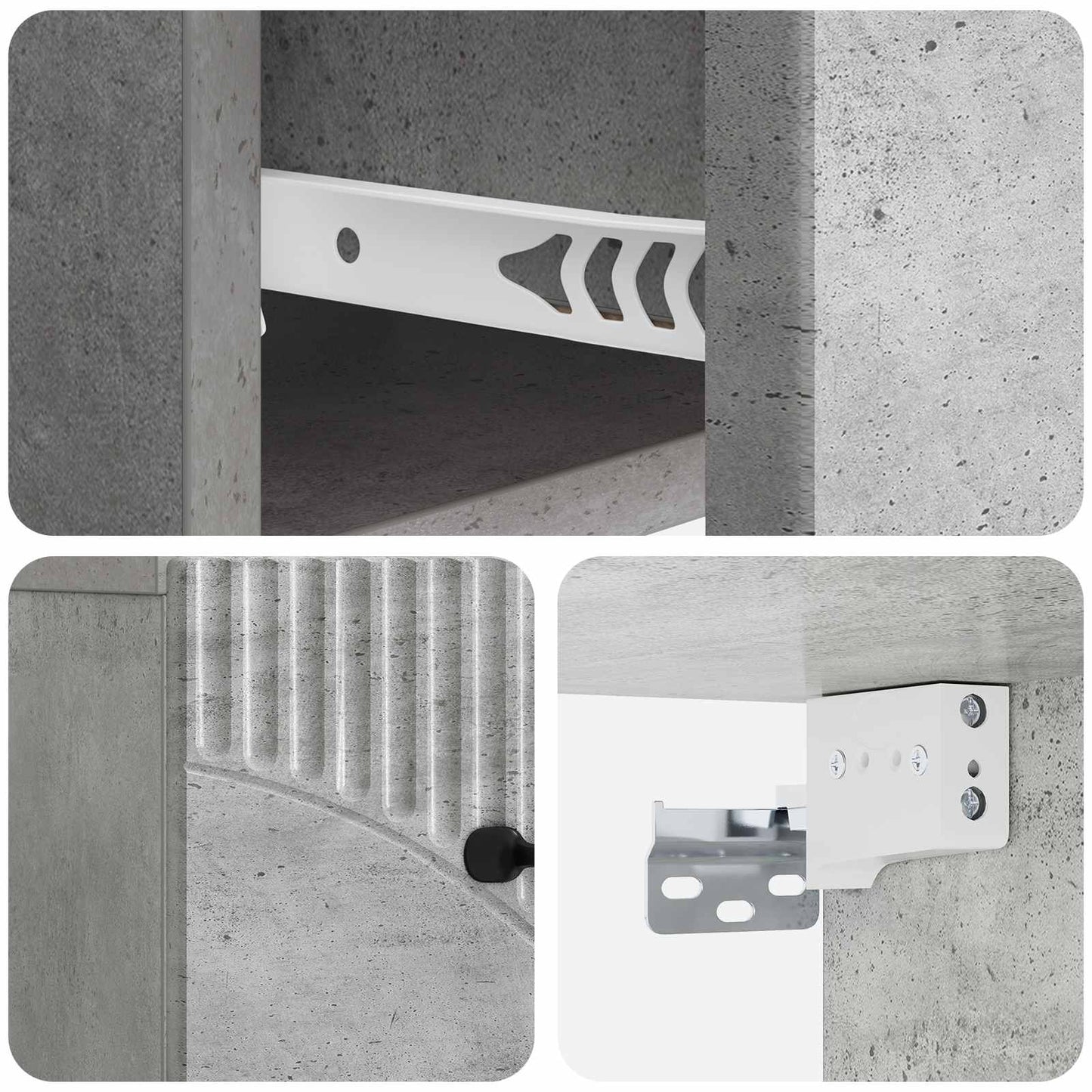 Wall-Mounted Bedside Cabinet 2 pcs Concrete Grey