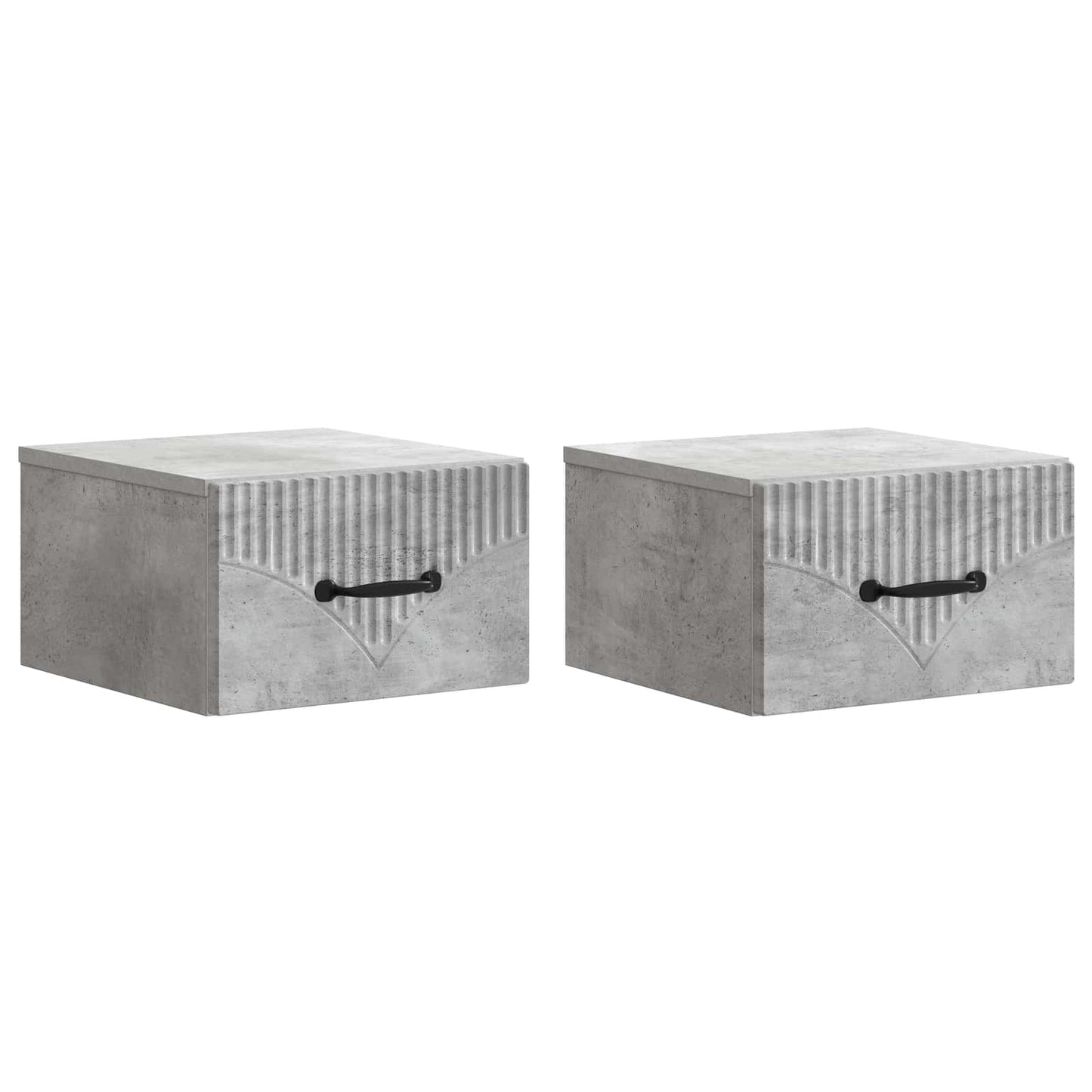 Wall-Mounted Bedside Cabinet 2 pcs Concrete Grey