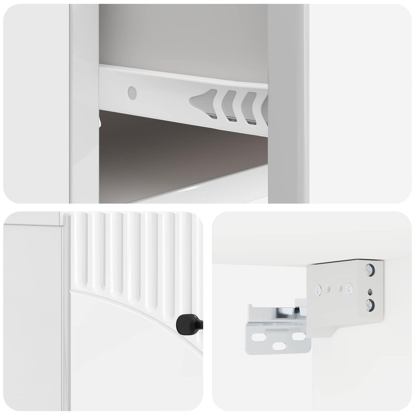 Wall-Mounted Bedside Cabinet High Gloss White 34.5 x 33 x 20 cm