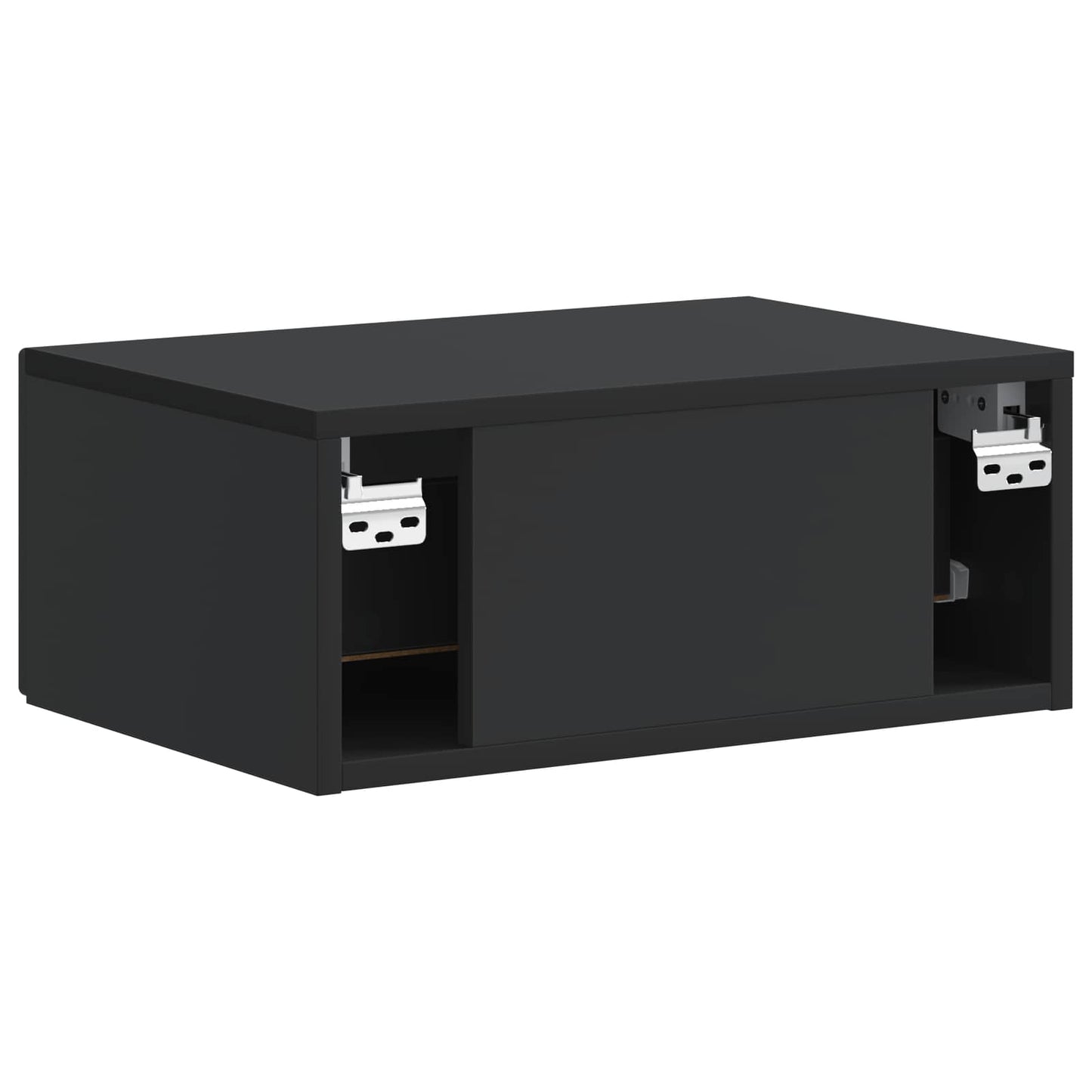 Wall-Mounted Bedside Cabinet Black 49 x 34.5 x 20 cm
