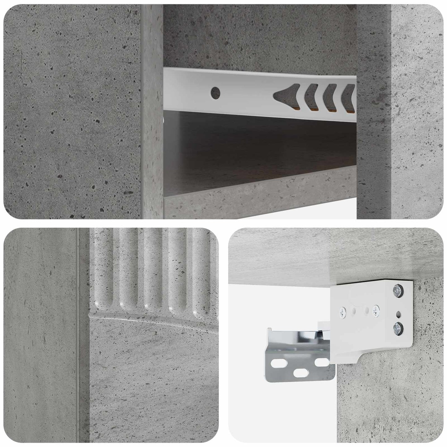 Wall-Mounted Bedside Cabinet with Drawer 2 pcs Concrete Grey