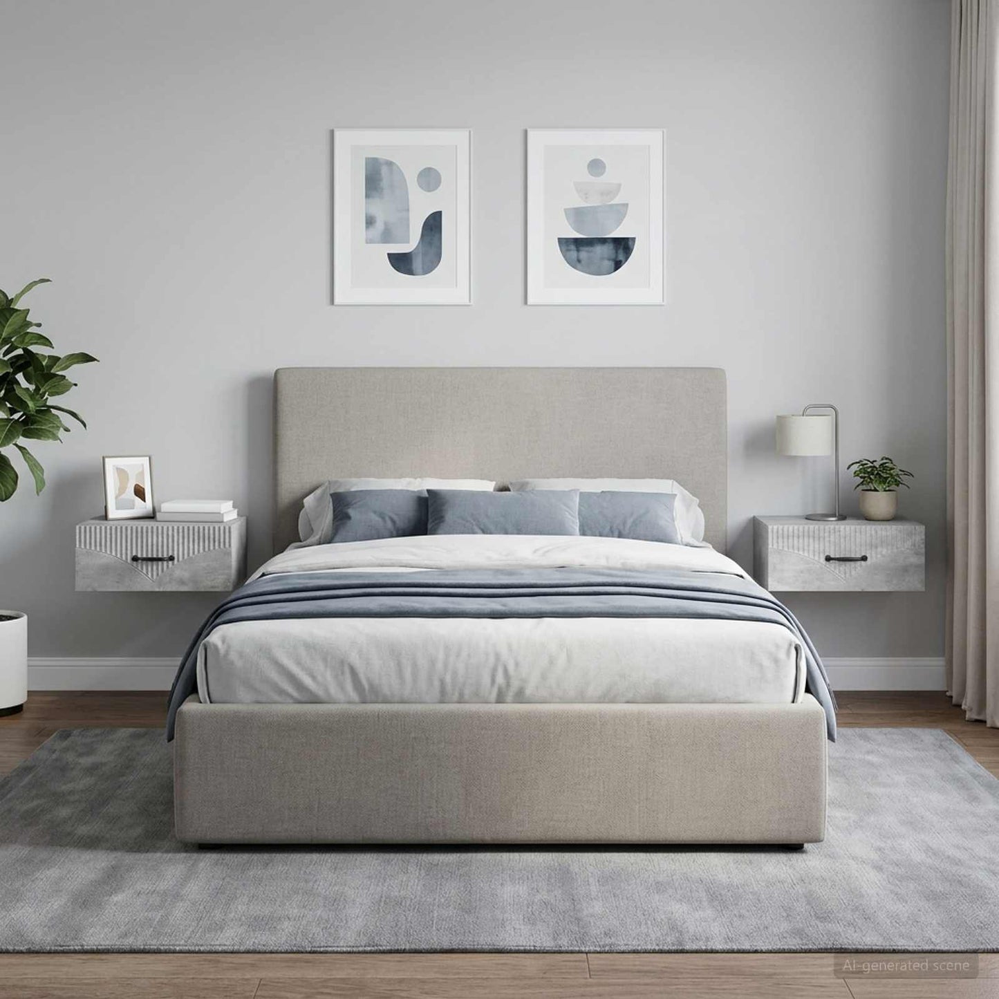 Wall-Mounted Bedside Cabinet with Drawer 2 pcs Concrete Grey