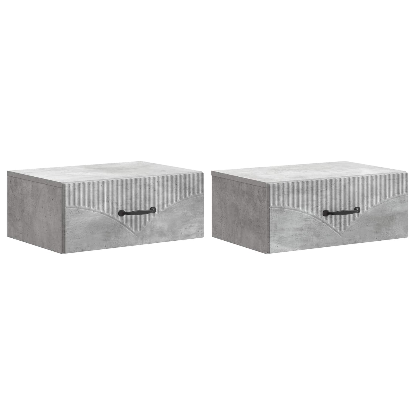 Wall-Mounted Bedside Cabinet with Drawer 2 pcs Concrete Grey