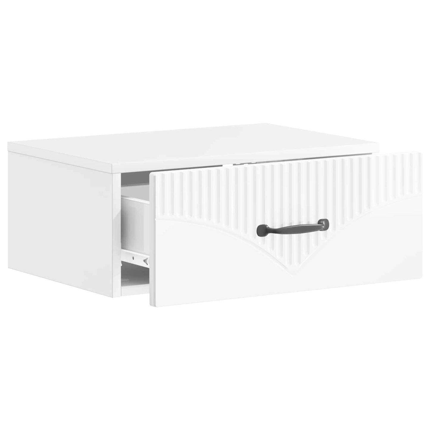 Wall-Mounted Bedside Cabinet High Gloss White 49 x 34.5 x 20 cm