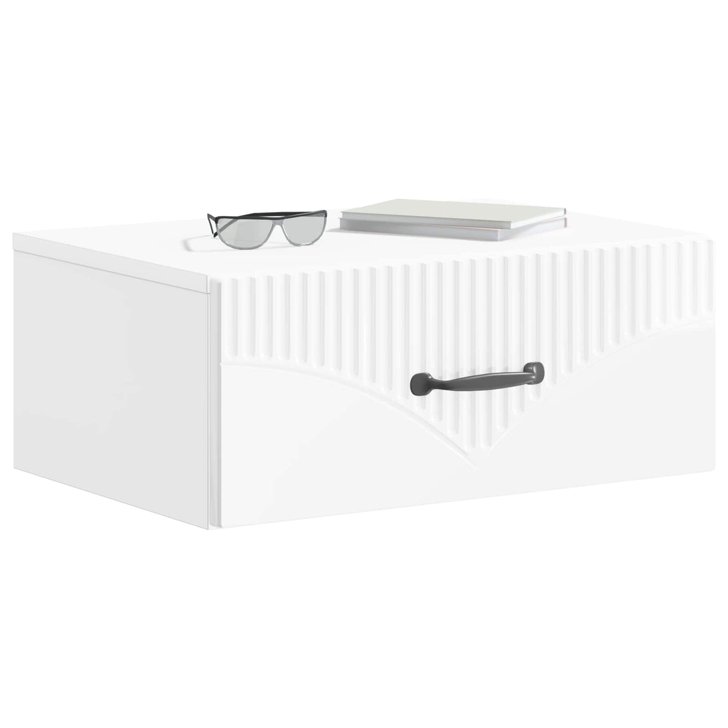 Wall-Mounted Bedside Cabinet High Gloss White 49 x 34.5 x 20 cm