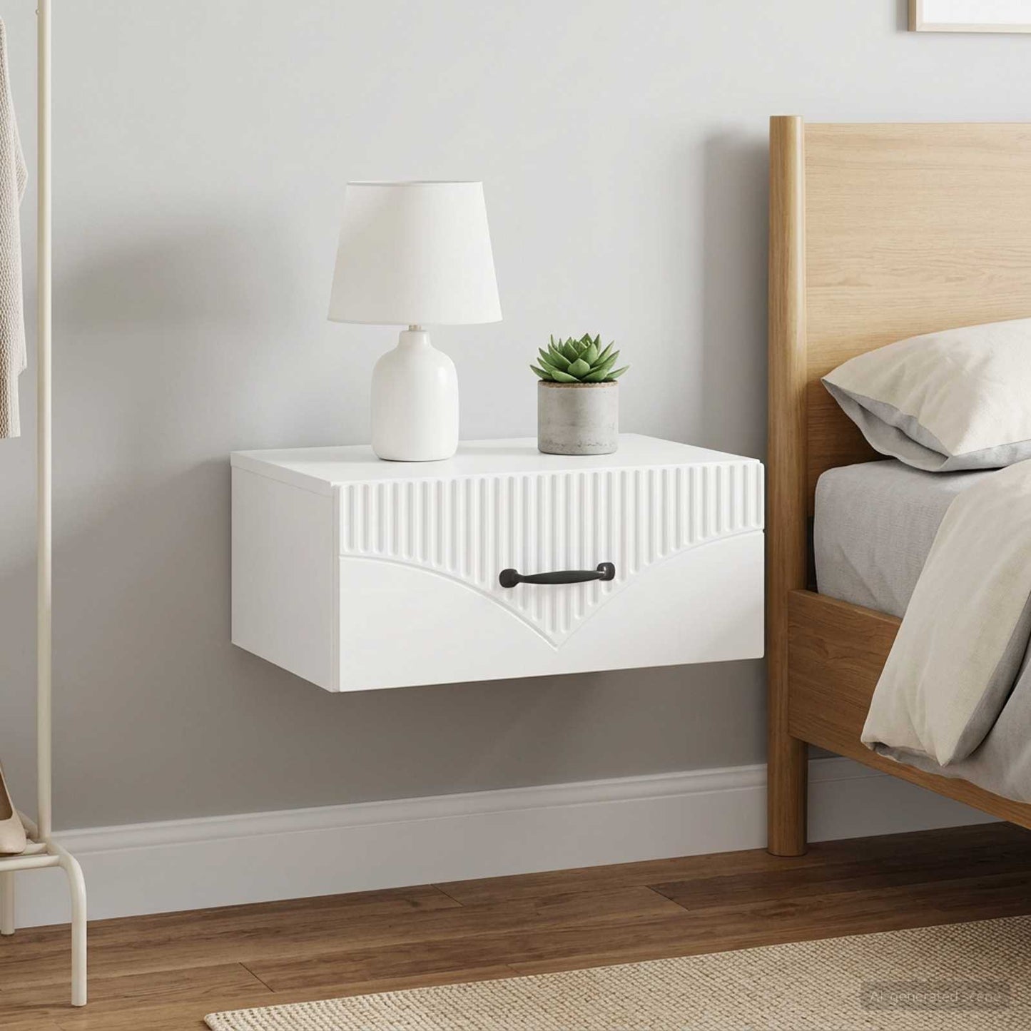 Wall-Mounted Bedside Cabinet with Drawer 2 pcs High Gloss White