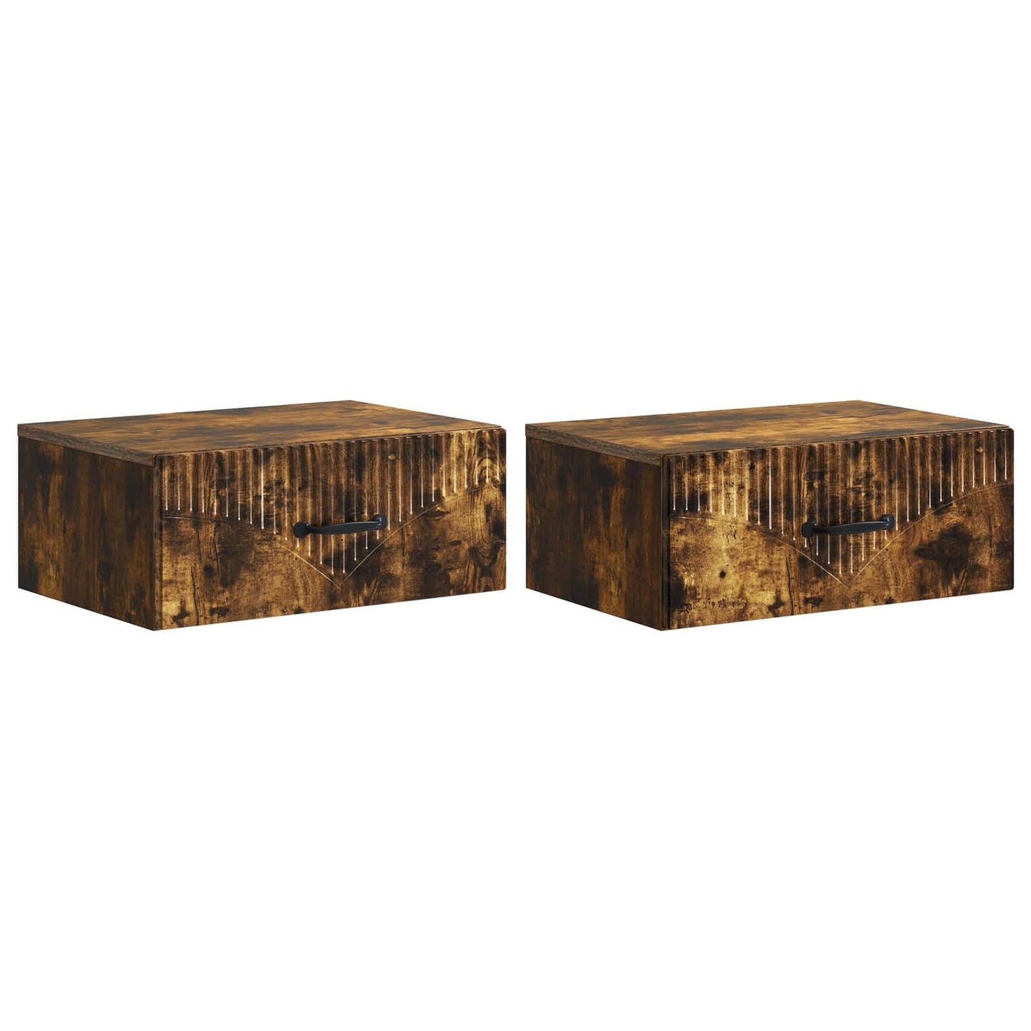 Wall-Mounted Bedside Cabinet 2 pcs Smoked Oak 49 x 34.5 x 20 cm