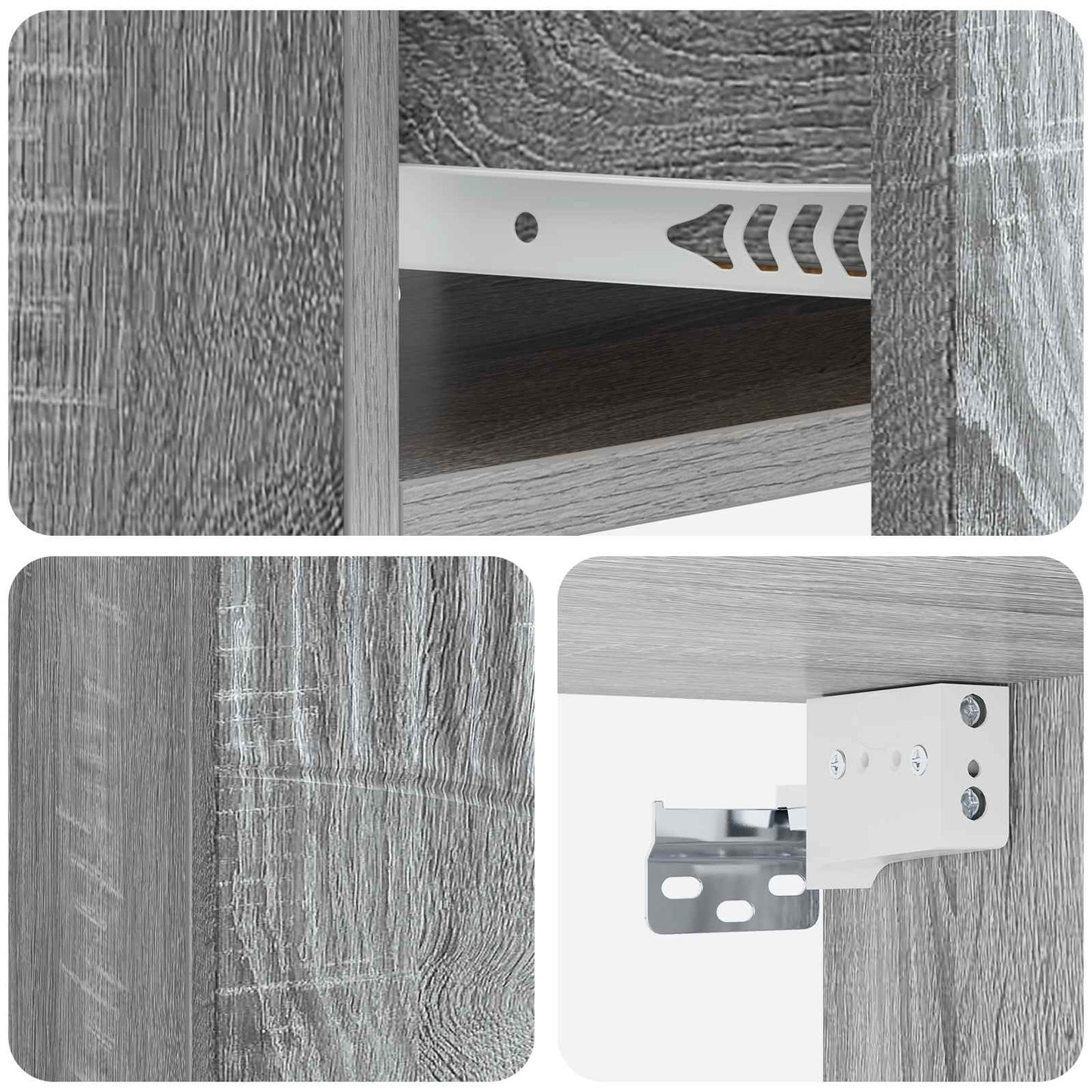 Wall-Mounted Bedside Cabinet 2 pcs Grey Sonoma Engineered Wood