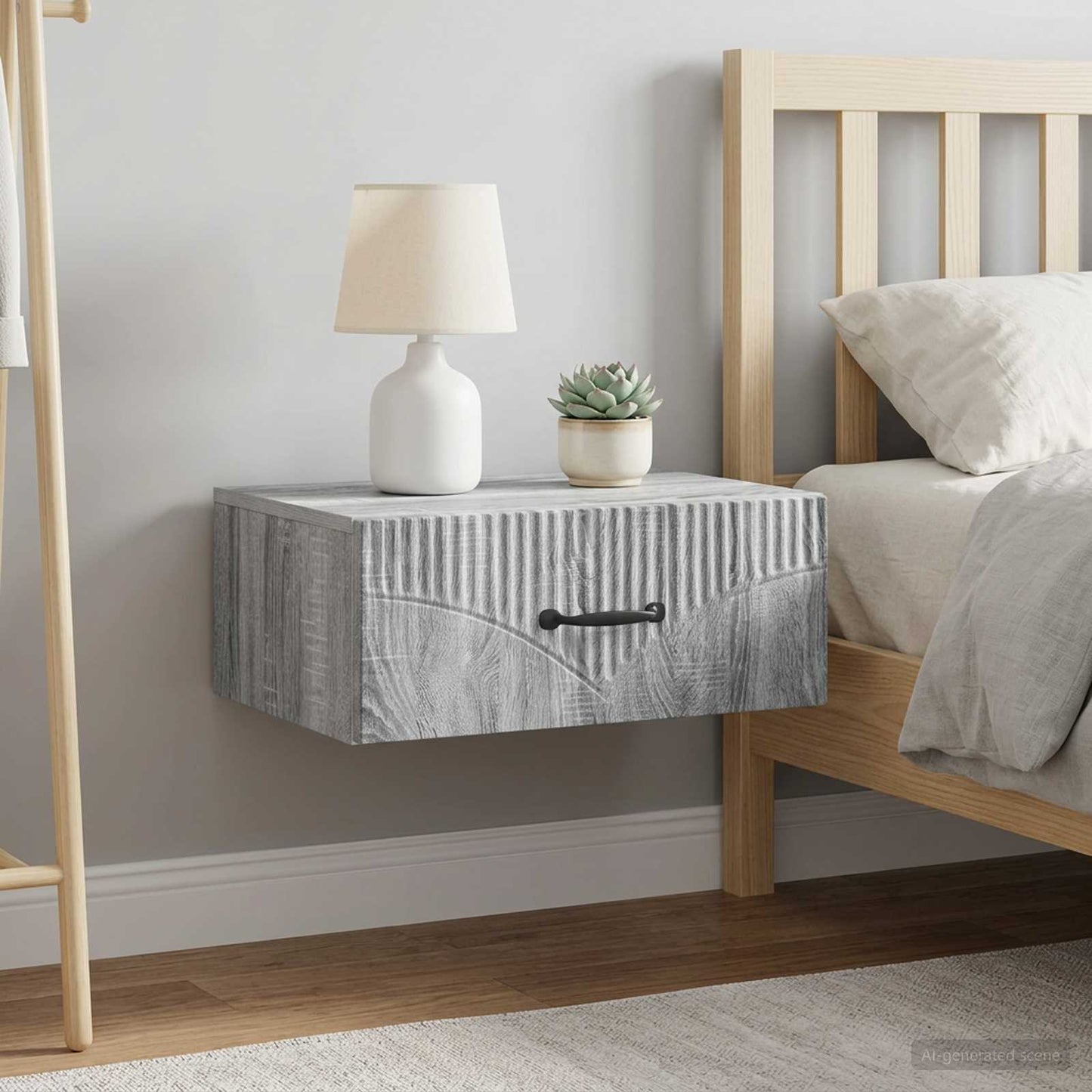 Wall-Mounted Bedside Cabinet 2 pcs Grey Sonoma Engineered Wood