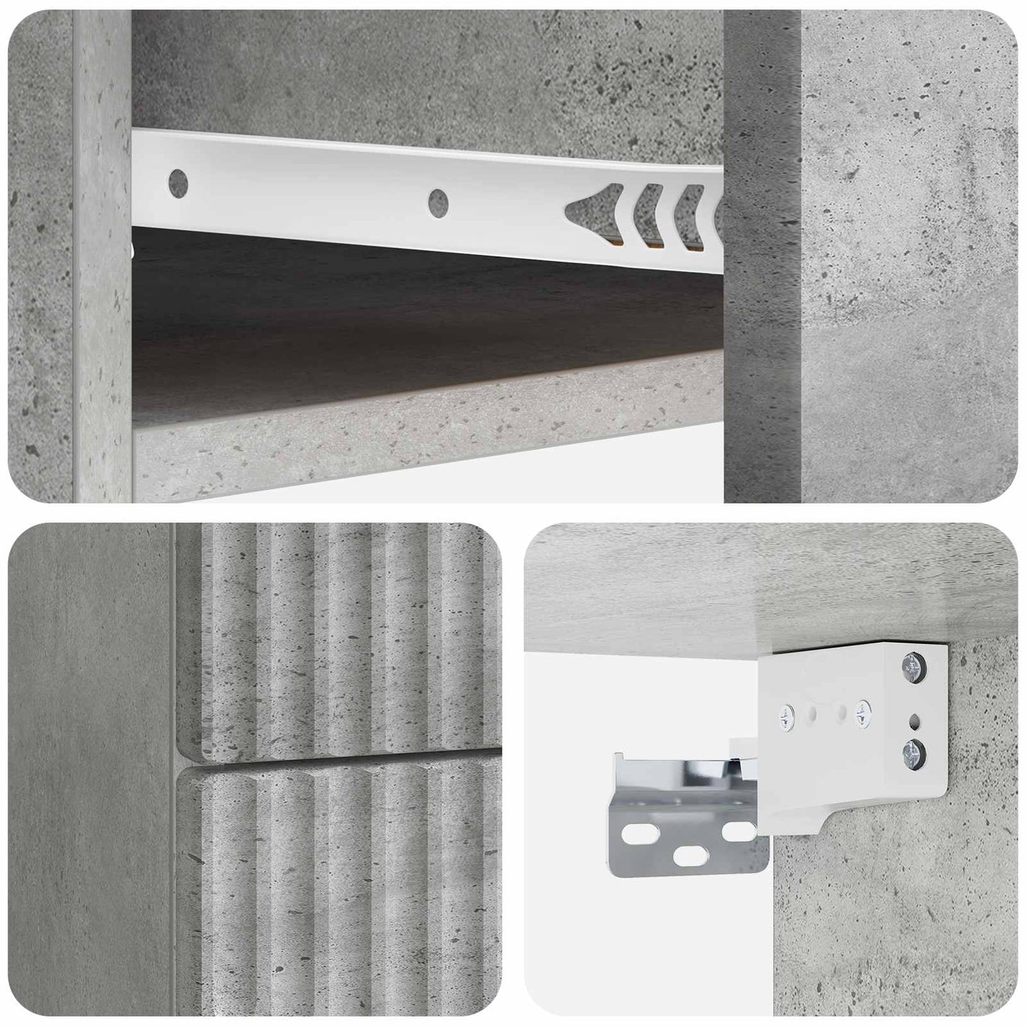 Wall-Mounted Bedside Cabinet 2 pcs Concrete Grey