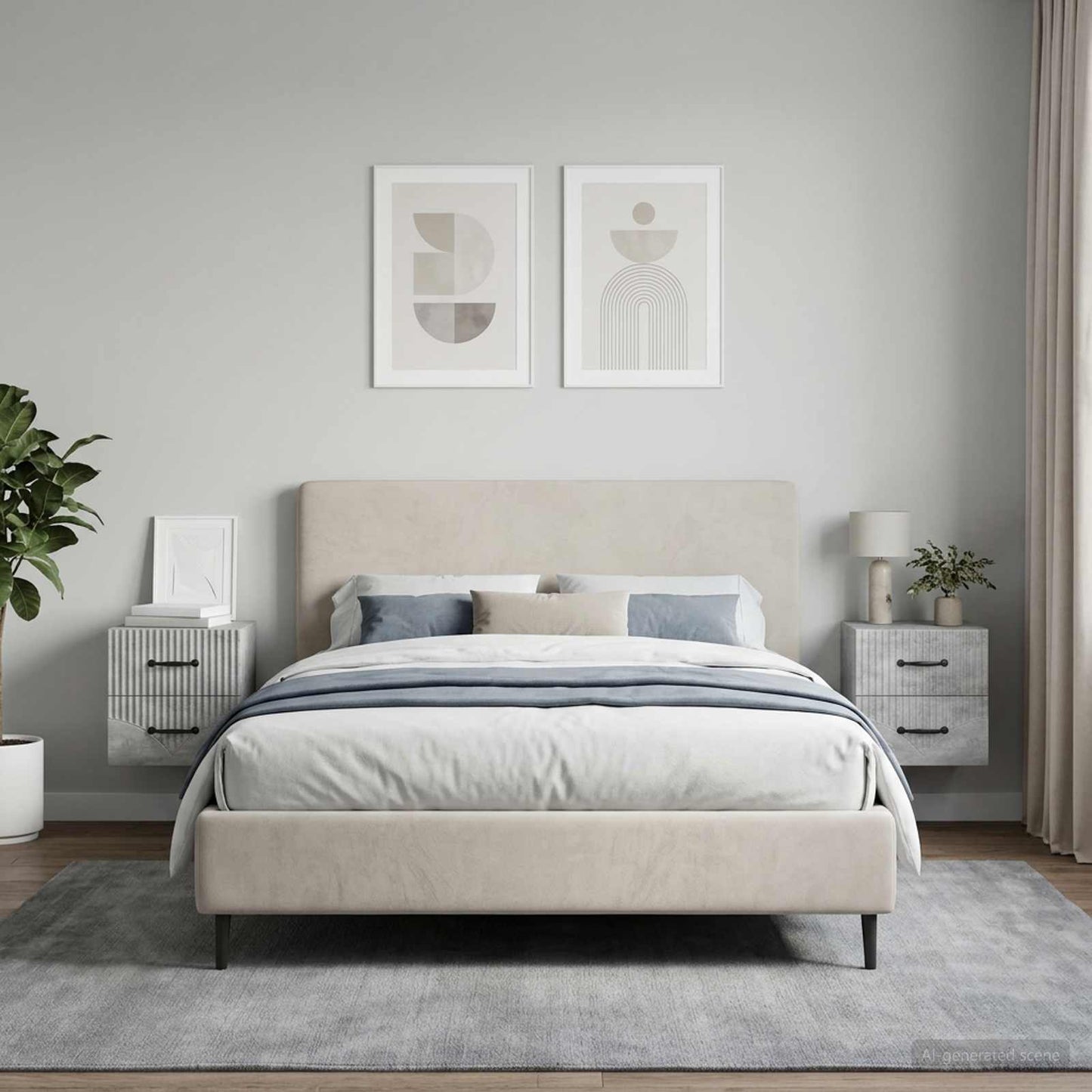 Wall-Mounted Bedside Cabinet with Drawer 2 pcs Concrete Grey